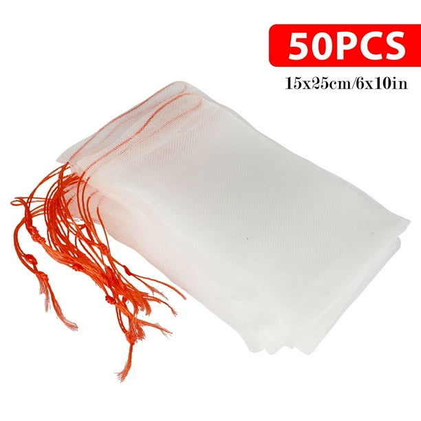 100 Pcs Birds Insect Garden Nylon Net Bags W//Drawstring Plant Fruit Protection